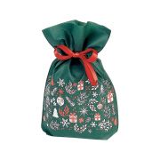 Non-woven polypropylene Christmas gift bag Green/White/Red Red satin ribbon Card, 20x30cm, SC082S