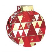 Box Cardboard Christmas bauble shape Red/White/Hot gliding gold Triangles  D27,5/31x10cm, BF221P