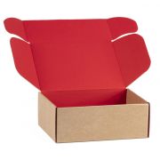 Cutie de carton dreptunghiulara, kraft si rosu, 25x18.5x9.5cm, CV505SR