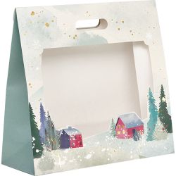 "SNOWY COUNTRY" paper bag, hot stamping, with PET "window", self-adhesive tape, 35x13x33 cm, SB803G