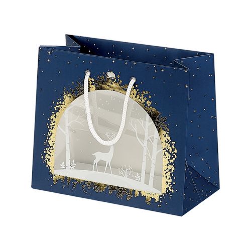 Bag Paper PET Window Blue/White/Gold 