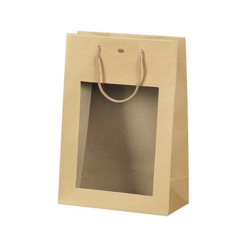 Kraft paper gift bag with pvc window 20x10x29, SB005M