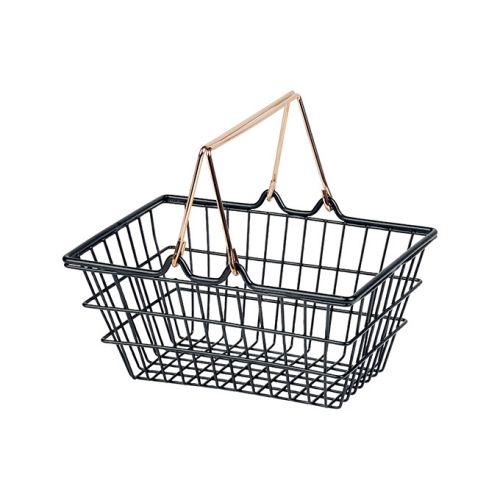 Basket Rectangular metal black  folding handles color copper  18x13,2x8cm, F097S