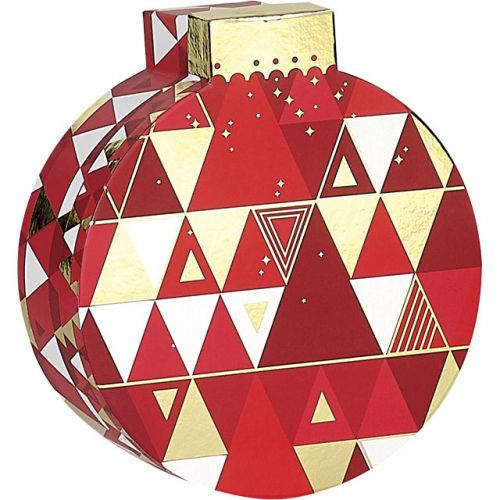 Cutie de carton în formă de minge de Crăciun, cu forme geometrice D33,5/37,8x12cm, BF221M