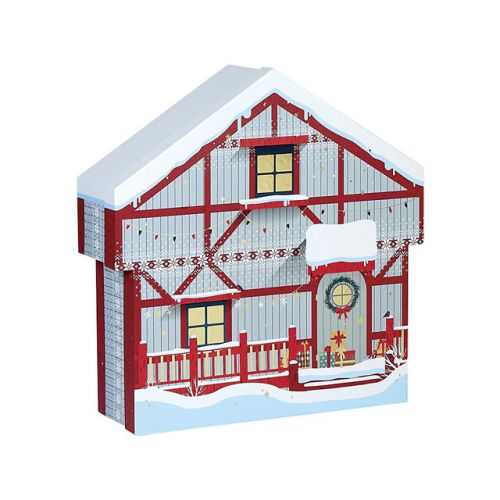 Box Cardboard Chalet shape Red/White/Hot gliding gold 
