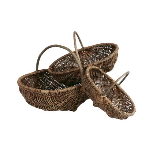 Oval willow basket with fix handle  38x28x13/28cm, PN014M