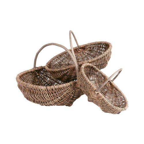 Oval willow basket with fix handle 31x20x10/24cm, PN014P