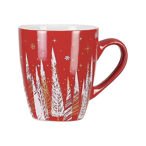 Mug Ceramic, Happy Holidays, red decor D7,5/10,5x8,5cm, CC25BFR