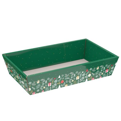Tray Cardboard Rectangular Bonnes Fêtes green/red/gold 34 x 21 x 7.3см, CV513M-BFV