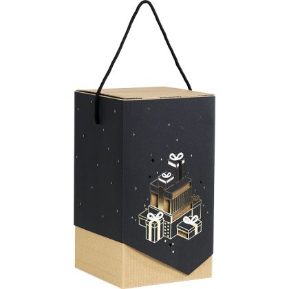 Box cardboard sleeve black/gold hot foil stamping Christmas presents, Dimensions in cm : 18,5x18,5x33, CP170M