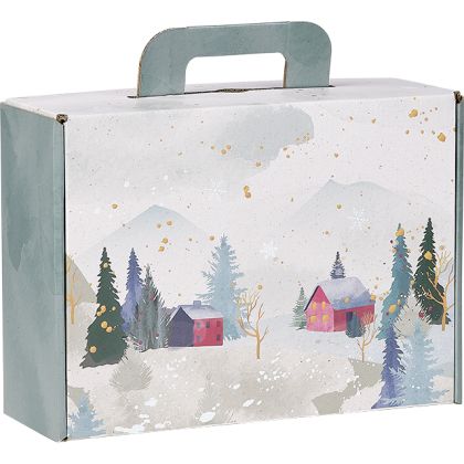 Cardboard rectangular briefcase box "SNOWY COUNTRY", 25x18.5x9.5 cm, CV048S