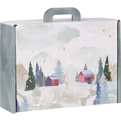 Cardboard rectangular briefcase box "SNOWY COUNTRY", 34.2x25.5x11.5 cm, CV048M