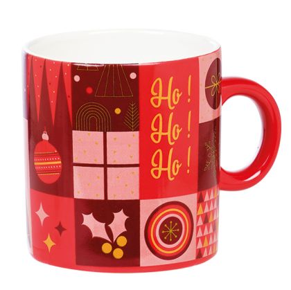 Ceramic mug "CHRISTMAS MOSAIC", red, D8.5x10.5 cm, CC43GBF