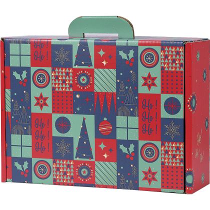 "CHRISTMAS MOSAIC" rectangular cardboard box, green/red/gold, 34.2x25.5x11.5 cm, CV047M