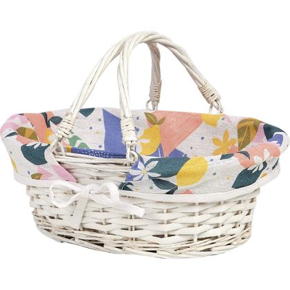 Wicker basket, oval "CITRUS GARDEN", with foldable handles, 35x27x13cm, PN100M