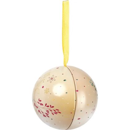 Minge de agățat din metal cu panglică de satin NATURA FERMATĂ bej/aurie 7,0 x 7,0 cm, TB006S