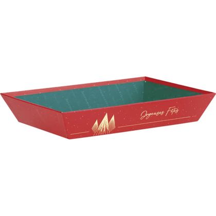 Tavă din carton CHRISTMAS PRESTIGE roșu/auriu ștanțat la cald 27,0 x 20,0 x 5,0 cm, BF513P