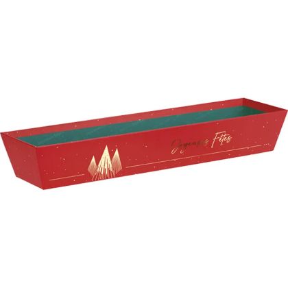 Tavă din carton CHRISTMAS PRESTIGE roșu/auriu ștanțat la cald 44,0 x 12,0 x 7,0 cm, BF516L