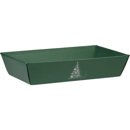 Tavă din carton WINTER ELEGANCE verde/alb, 37,0 x 28,0 x 7,3 cm, CP345G-V