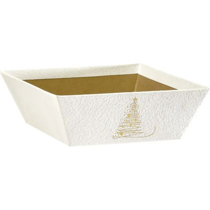 Tavă din carton GOLDEN SPARKLES textura alb/aurie, 15,0 x 15,0 x 5,0 cm, PC302CXS