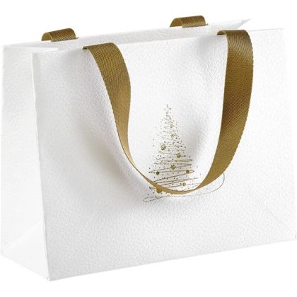 Pungă de hârtie GOLDEN SPARKLES textura alb/aurie, 21,0 x 8,0 x 16,0 cm, SB1030XS