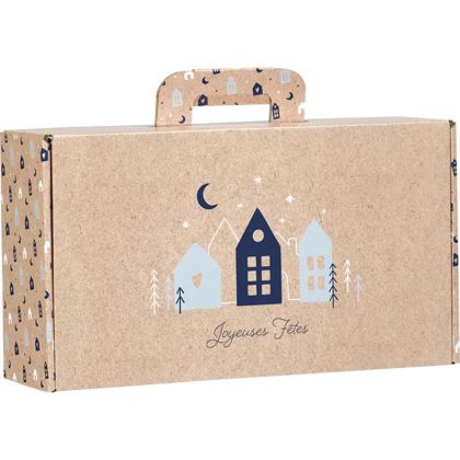 Carton Kraft dreptunghiular „Serveta” OSLO albastru/alb, 33,0 x 18,5 x 9,5 cm, CV054P