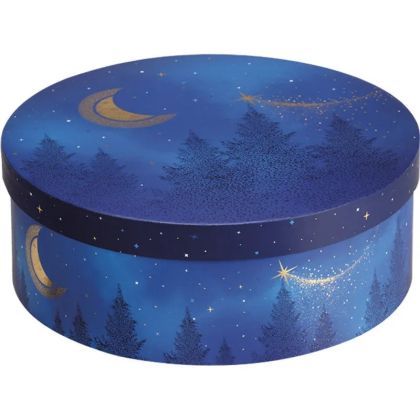 Round cardboard box "STARRY NIGHT" blue/gold hot foil stamping