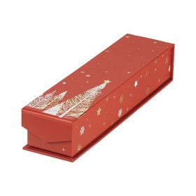 Box Square Cardboard, chocolates, 1 row, red / white / hot foil gold,magnetic closure 17,5x4,5x3,5cm, PC180SL