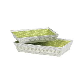 Basket Cardboard rectangular decor green / gray / white 27x20x5cm, LA203P