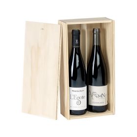 Cutie de vin din lemn, pentru 2 sticle "Bordeaux", cu capac glisant, 32.3x16.2x7.9 cm, GVBX-2BN