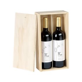 Cutie de vin din lemn, pentru 2 sticle "Bordeaux", cu capac glisant 32,3x16,2x7,9cm, GVBX-2BN