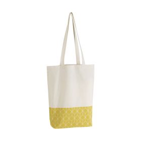 Tote Bag Cotton Natural color Yellow Geometrical circles 2 handles 38x42cm, SC061RY