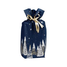 Bag Polypropylene, non-woven, blue / white / gold, fir gold satin ribbon / label 33x55cm, SC050P