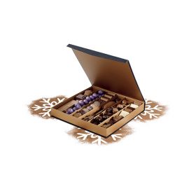 Cutie pătrată pentru bomboane de ciocolată, 7 rânduri, cu închidere magnetică și imprimare UV 26,5x26,5x3,3cm, PC190EK