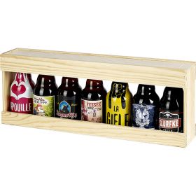 Box Pinewood 7 Beer Bottles 33cl Steinie Int.Dim, 49.5x7.3x18 cm, GB002-ST7P