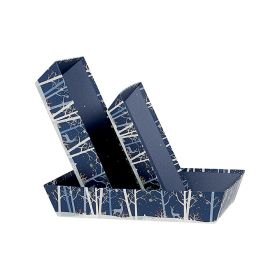 Tray Cardboard Rectangular Blue/White/Hot gliding gold Forest/Reindeer  27x20x5 cm, BF233P