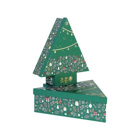 Cutie de carton sub forma unui pom de Crăciun „Bonnes Fêtes” 36,4x32,4x10,5cm, BF206G