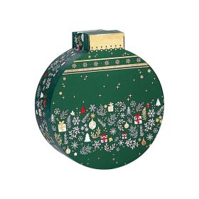 Box Cardboard Christmas bauble shape Green/White/Red/Hot gliding gold "Bonnes Fêtes"  D19x17x7,5cm, BF201S