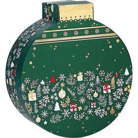 Box Cardboard Christmas bauble shape Green/White/Red/Hot gliding gold &quot;Bonnes Fêtes&quot;  D31,5/35,5x12cm, BF201M
