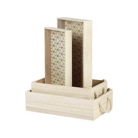 Cutie / tavă dreptunghiulară, din lemn cu mânere, 35x21x12 cm, B180M