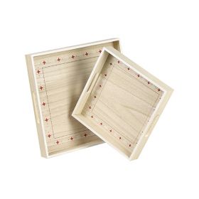 Tava pătrată, din lemn cu mânere 32,5x32,5x4,5cm, B082G