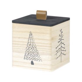 Cutie dreptunghiulară, din lemn cu colțuri rotunjite, motiv de Crăciun 11,2x11,2x11,6cm, B057S