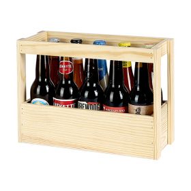 Crate Pinewood 10 Beer Bottles 33cl Long Neck  Int.Dim, 30.3x12.2x24 cm, GB007-LN10P