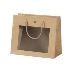 Kraft paper gift bag with pvc window 20x10x17cm, SB005P