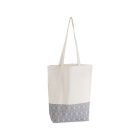 Tote Bag Cotton Natural color Grey Geometrical circles 2 handles 38x42cm, SC059RG