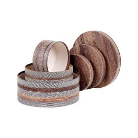 Round cardboard giftbox /  brown and cream design  D20x9cm, TR101S