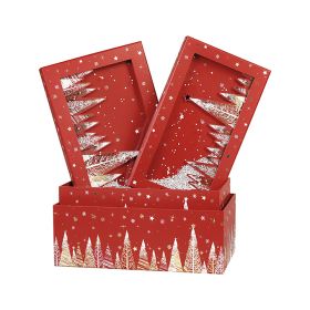 Cutie dreptunghiulară, din carton „Happy Holidays”, efect zăpadă 33x21x12cm, BF382M
