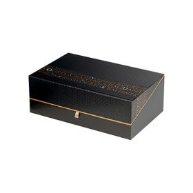Box Cardboard rectangular "Savoureux" black / copper 33x21x12cm, SV300M
