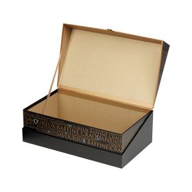 Box Cardboard rectangular "Savoureux" black / copper 33x21x12cm, SV300M