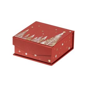 Cutie pătrată, din carton, pentru bomboane de ciocolată, 3 rânduri, cu închidere magnetică și folie de aur 10,8x10,8x3,3cm, PC180P